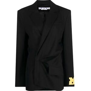 Off-White Black Blazer with Unique Label Detail